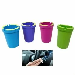 Budget ✔️ 4 Pack Glow In The Dark Butt Bucket Ashtray Cigarette Self-Extinguishing Cup Car Ash Holder Portable Truck Home Office (Pink/Blue/Purple/Green) ????