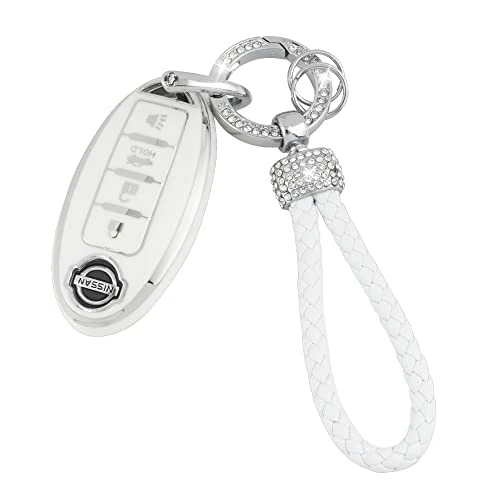 Discount ???? UHONSN For Nissan Key Fob Cover 4 Button Auto Start Soft TPU Smart Keyless Case Keys Protector Chain Cute Car Accessories Girly White ⌛ 3 Discount ???? UHONSN For Nissan Key Fob Cover 4 Button Auto Start Soft TPU Smart Keyless Case Keys Protector Chain Cute Car Accessories Girly White ⌛