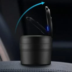 Budget ???? Ikasus Car Ashtray With Lid,Portable Ashtray For Car,Mini Car Trash Can,Detachable Stainless Steel Smokeless Cylinder Cup Holder Ash Tray With Blue LED Light, Windproof For Outdoor Travel,Home Use, Grey Orange ???? -Car Seat Covers shop 31BzGfqSFcL 1