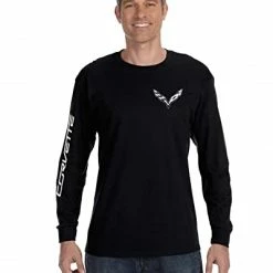 Top 10 ❤️ Corvette Long Sleeve T-Shirt - C7 Logo With Corvette Script On Sleeve (Large, Black) ✔️ -Car Seat Covers shop 31GCeHaL2RL