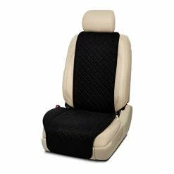 Outlet ❤️ Linen Car Seat Cover For All Seasons Soft & Breathable Front Premium Covers With Non-Slip Protector Universal Fits Most Automotive, Van, SUV, Truck - 1 Unit Black Wings ????