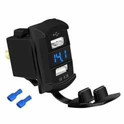 Cheapest ???? AierTek Marine USB Rocker Switch 12V Dual Charger Ports 4.2A Socket Outlet Waterproof With Blue Led Digital Voltmeter For Rocker Switch Panel On Boat RV Car Vehicle ???? -Car Seat Covers shop 31NYSrjhUoS 1