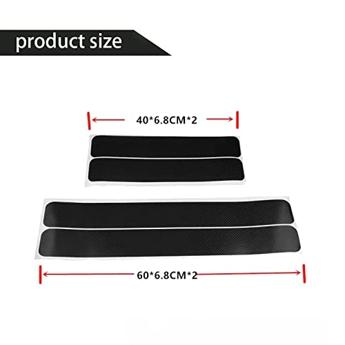 Wholesale ???? Grafken 4PCS Car Door Sill Welcome Pedal, Carbon Fiber Vinyl Wrap Tape Film, Universal Threshold Anti-Scratch Sticker Door Edge Protection Silver ???? 4 Wholesale ???? Grafken 4PCS Car Door Sill Welcome Pedal, Carbon Fiber Vinyl Wrap Tape Film, Universal Threshold Anti-Scratch Sticker Door Edge Protection Silver ???? - Image 2