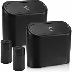 Budget ✨ Car Trash Can With Lid, Mini Auto Dustbin Garbage Organizer With One Roll Plastic Trash Bag, Automotive Garbage Container Bin For Vehicle, Home, Office Black, Black/red ✨ -Car Seat Covers shop 31RcL uMWeL. AC