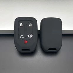 Budget ???? 2PCS Silicone Smart Key Fob Case Cover For 2023 2022 2021 2020 2019 Chevy Silverado And GMC Sierra 1500 2500HD 3500HD, Remote Protector Accessories Holder(5-Button, Black And Black) ❤️ -Car Seat Covers shop 31VH1xdskaL
