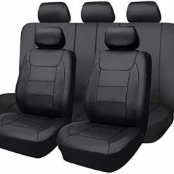 Wholesale ???? Car Seat Covers Protects Water Proof Faux Leather Carbon Fiber Front And Rear Bench (Black Black, Full Set -- 9PCS) ⌛ -Car Seat Covers shop 31XAyd5wboL. AC
