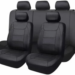 Wholesale ???? Car Seat Covers Protects Water Proof Faux Leather Carbon Fiber Front And Rear Bench (Black Black, Full Set -- 9PCS) ⌛ -Car Seat Covers shop 31Zn5BOxfVL. AC