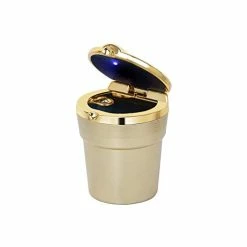 Coupon ✨ Auto Car Ashtray, Portable Blue LED Light Car Ashtray Cup Holder With Lid, Vehicle Cigarette Ashtray Ash For Home Office (Gold) ???? -Car Seat Covers shop 31oyjwuME2L