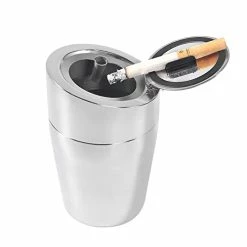 Hot Sale ???? Car Ashtray, [Upgraded, Detachable Body, Sealing Lid], Stainless Steel Car Ashtray With Lid, Cigarette Ashtray For Car, Auto, Ash Holder For Smokers, Desktop Smoking Ash Tray For Home Off ⭐