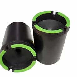 Budget ???? Glow In The Dark Cup-Style Self-Extinguishing Cigarette Ashtray -Butt Bucket -Portable Ashtray Black (2pack Jumbo) ????