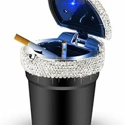 Best deal ⭐ Car Ashtray, Detachable Portable Ashtray With Blue LED Light And Lid, Stainless Cigarette Ashtray For Vehicles Cup Holder Car Accessories Or Indoor Outdoor Travel Use (Mini Size, Black) Gr ???? -Car Seat Covers shop 41 CgW7KWL. AC