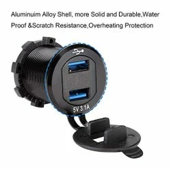 Flash Sale ???? 10L0L Golf Cart DC 9V-48V Quick Charge 3.1 Dual USB Charger,2 In 1 USB Ports & LED Voltage Meter Universal For Club Car,EZGO And Yamaha,Aluminum Alloy Shell Safe Charge Outlet ???? -Car Seat Covers shop 410O29jsdBL