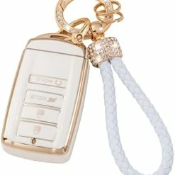 Cheapest ???? Gematay For Toyota Key Fob Cover With Lanyard, Car Key Case Protection For 2018-2022 Camry RAV4 Highlander Avalon C-HR Prius Corolla GT86 Smart Key Holder For Chevy B 4 Button ???? -Car Seat Covers shop 4116WNuMOKL. AC