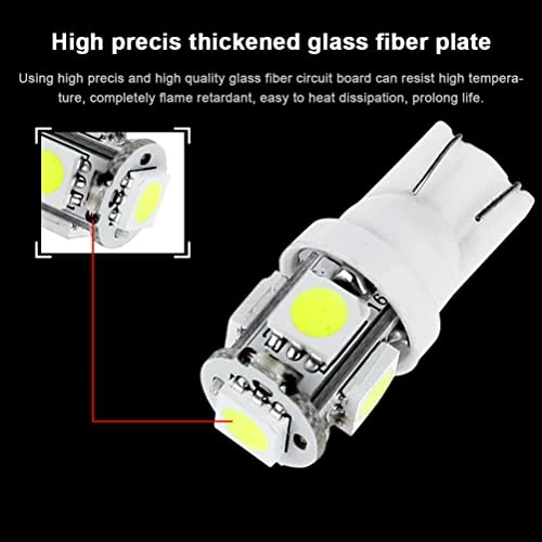 Wholesale ✨ (10) T10 5-5050-SMD PC194 LED Bulb Instrument Panel Cluster Dash Light Twist Lock Socket (white) ???? 6 Wholesale ✨ (10) T10 5-5050-SMD PC194 LED Bulb Instrument Panel Cluster Dash Light Twist Lock Socket (white) ???? - Image 4