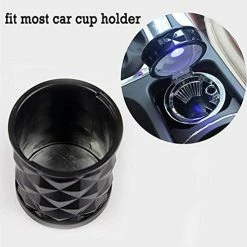 Discount ❤️ Auto Car Cigarette Ashtray, Portable Blue LED Light Car Ashtray Cup Holder With Lid, Vehicle Cigarette Ashtray Ash For Home, Office (Black) ???? -Car Seat Covers shop 411foJq9KBL