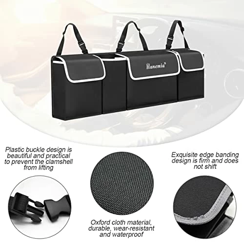 Cheap ❤️ Car Trunk Organizer And Storage, Backseat Hanging Organizer For SUV, Truck, MPV, Waterproof, Collapsible Cargo Storage Bag With 4 Pockets, Car Interior Accessories For Men And ???? Women (Black) ???? 4 Cheap ❤️ Car Trunk Organizer And Storage, Backseat Hanging Organizer For SUV, Truck, MPV, Waterproof, Collapsible Cargo Storage Bag With 4 Pockets, Car Interior Accessories For Men And ???? Women (Black) ???? - Image 2