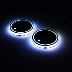 Budget ???? LED Cup Holder Lights, 2pcs LED Car Coasterss With 7 Colors Luminescent Light Cup Pad, USB Charging Cup Mat For Drink Coaster Accessories Interior Decoration Atmosphere Light ✨ -Car Seat Covers shop 412cSZh5zmL