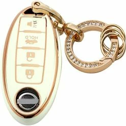 Cheapest ???? For Nissan Key Fob Cover 5Buttons TPU Protection Car Key Case Shell With Fashion Gold Bling Keychain Compatible With Nissan Altima Maxima Murano Rogue Sentra 370z Pathfinder White Black 4 Buttons ⭐ -Car Seat Covers shop 412yIyaXm3L. AC