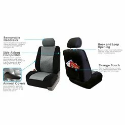 Deals ???? Car Seat Covers Trendy Elegance Front Set Seat Covers, Airbag Compatible Gray And Black Car Seat Cover Universal Fit Interior Accessories For Cars Trucks And SUVs Red /black ???? -Car Seat Covers shop 413YHf9kXhL