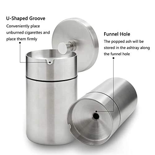Best Sale ???? Stainless Steel Auto Ashtrays With Lid Car Ashtray Smell Proof Portable Smokeless Detachable Windproof Extinguished Butt Bucket Ash Tray For Car Cup Holder (Silver) Stainless Steel-silver ???? 5 Best Sale ???? Stainless Steel Auto Ashtrays With Lid Car Ashtray Smell Proof Portable Smokeless Detachable Windproof Extinguished Butt Bucket Ash Tray For Car Cup Holder (Silver) Stainless Steel-silver ???? - Image 3