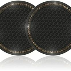 Promo ???? Car Cup Holder Coaster, 2 Pack Universal Auto Anti Slip Cup Holder Insert Coaster, Bling Crystal Rhinestone Car Interior Accessories-Black ???? -Car Seat Covers shop 4149gYYPyhL. AC
