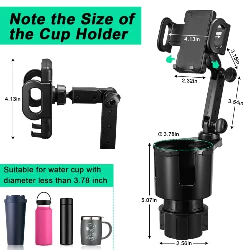 Budget ???? Car Cup Holder Expander Adjustable Base With Phone Mount THIS HILL 360° Rotation Cup Holder Cell Phone Holder For Car Compatible With IPhone/Samsung All Smartphone ???? 5 Budget ???? Car Cup Holder Expander Adjustable Base With Phone Mount THIS HILL 360° Rotation Cup Holder Cell Phone Holder For Car Compatible With IPhone/Samsung All Smartphone ???? - Image 3