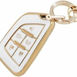 Hot Sale ???? For Chevy Key Fob Cover With Keychain Soft TPU Keys Protector Compatible With Chevrolet Equinox Malibu Camaro Traverse White Gold ???? -Car Seat Covers shop 415QCD5ASpL. AC