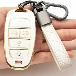 Best Pirce ???? Compatible With Hyundai Key Fob Cover,TPU 360 Degree Car Key Case Protector With Keychain Compatible With 2022 2021 2020 Hyundai Sonata Santa Fe Tucson Keyless Entry 5 Buttons Smart Key(White) ⌛ -Car Seat Covers shop 415rKsYBtzL. AC