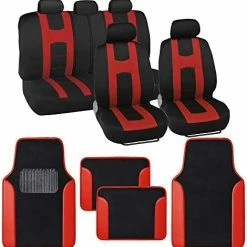 Cheapest ???? Forza Series Red Seat Covers Full Set Combo With Car Floor Mats – Front And Rear Bench Seat Cover & Floor Mat Protector Set, Interior Covers For Auto Truck Van SUV ✨ -Car Seat Covers shop 4167GbErzoL. AC