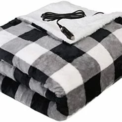 New ???? Heated Car Blanket, 12-Volt Electric Blanket For Car, Truck, SUV, RV, Portable Heated Throw For Camping, Grey Buffalo Plaid, 59" X 43” ???? -Car Seat Covers shop 416TDHI7SmL. AC