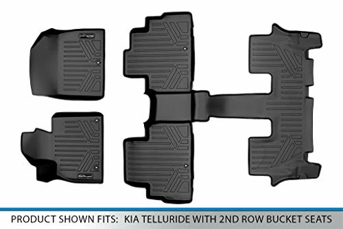 Promo ⌛ SMARTLINER All Weather Custom Fit Black 3 Row Floor Mat Liner Set Compatible With 2020-2023 Kia Telluride With 2nd Bucket Seats Without Center Console ???? 7 Promo ⌛ SMARTLINER All Weather Custom Fit Black 3 Row Floor Mat Liner Set Compatible With 2020-2023 Kia Telluride With 2nd Bucket Seats Without Center Console ???? - Image 5