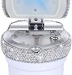 Promo ???? Car Ashtray Portable Bling Cigarette Smokeless Cylinder Cup Holder With Blue LED Light Indicator,Car Accessories For ???? Women,Ideal For Car,Home And Office,1 - Pack Black+White 1 -pack Purpl ???? -Car Seat Covers shop 416vAYp0nrL. AC