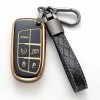 Best deal ???? For Jeep Key Fob Cover With Leather Keychain Soft TPU Protection Key Case Compatible With Grand Cherokee Renegade Smart Key,Black ???? -Car Seat Covers shop 417LJ8T4ubL