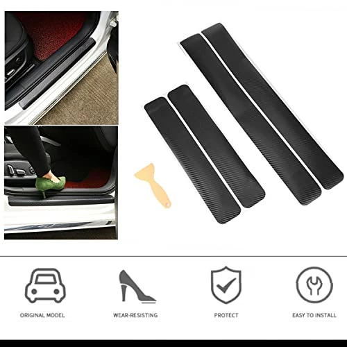 Wholesale ???? Grafken 4PCS Car Door Sill Welcome Pedal, Carbon Fiber Vinyl Wrap Tape Film, Universal Threshold Anti-Scratch Sticker Door Edge Protection Silver ???? 6 Wholesale ???? Grafken 4PCS Car Door Sill Welcome Pedal, Carbon Fiber Vinyl Wrap Tape Film, Universal Threshold Anti-Scratch Sticker Door Edge Protection Silver ???? - Image 4