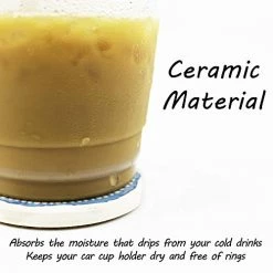 Deals ???? Car Coasters Set Of 6 Drink- Absorbing Round Ceramic Stone Coaster With A Finger Notch For Easy Removal Cork Base For Auto Cupholder Accessories Keep Vehicle Clean ???? -Car Seat Covers shop 417yZ9qWILL