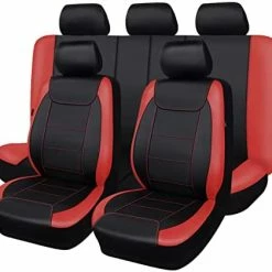 Wholesale ???? Car Seat Covers Protects Water Proof Faux Leather Carbon Fiber Front And Rear Bench (Black Black, Full Set -- 9PCS) ⌛ -Car Seat Covers shop 418SeFMGvoL. AC