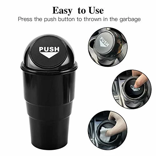 Buy ???? Mini Car Trash Can, Small Automatic Portable Trash Can With Lid, For Car Home Office (Black) Gray-1 Pack ???? 5 Buy ???? Mini Car Trash Can, Small Automatic Portable Trash Can With Lid, For Car Home Office (Black) Gray-1 Pack ???? - Image 3