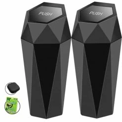 Wholesale ???? Mini Car Trash Can For Cup Holder, Cute Garbage Bin With Lid & Push, Small Waste Basket, Little Auto Gift Accessories For ???? Women, Men, Tesla, SUV, Must Haves TikTok, Dustbin, Desk, Basura Para Carro Diamond Black Plastic ???? -Car Seat Covers shop 419CcQBYxwL 1