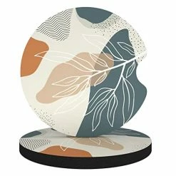 Top 10 ✔️ Car Cup Holder Coasters, 2 Pack Universal Auto Anti Slip Insert Coaster, Rubber Car Coasters With A Finger Notch, Cute Car Assecories For ???? Women Men, Cup Mat For Most Car Interior (Desert Leaf) ❤️