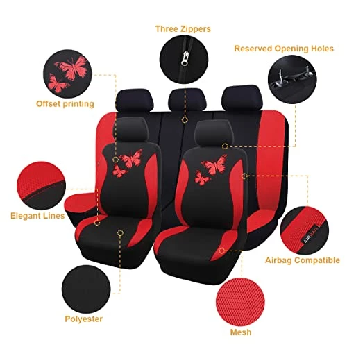 Cheap ???? Utterfly Car Seat Covers Ful Set Fashion Universal Lady ???? Woman Female Rear Bench Split Colorized (Full Set, Red) ???? 4 Cheap ???? Utterfly Car Seat Covers Ful Set Fashion Universal Lady ???? Woman Female Rear Bench Split Colorized (Full Set, Red) ???? - Image 2