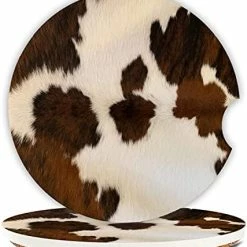 Best reviews of ❤️ Absorbent Car Coasters 2 Pack For ???? Women/Men,Cow Hide Car Coaster For Drinks,Ceramic Stone Car Cup Holder With A Finger Notch,Farm Animal Brown Cowhide Skin Print Cow ???? -Car Seat Covers shop 419sOluRiS. AC