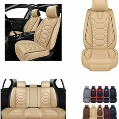 Best Sale ✨ Car Seat Covers Accessories Full Set Premium Nappa Leather Cushion Protector Universal Fit For Most Cars SUV Pick-up Truck, Automotive Vehicle Auto Interior Décor (OS-004 Red) Tan ???? -Car Seat Covers shop 41A3dAVzqoL. AC