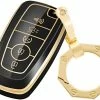 Best deal ???? For Ford Key Fob Cover Car Key Case Shell With Gold Keychain Fit Ford Fusion F150 F250 F350 F450 F550 Edge Explorer White ✔️