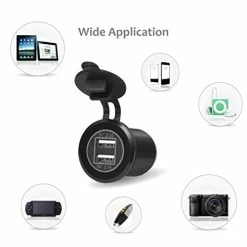 Flash Sale ???? Aluminum 4.2A Dual USB Charger Socket Power Outlet 2.1A & 2.1A For Marine, Boat, Car, Golf Cart, RV,UTV, ATV, Etc (Non Illuminated) ???? -Car Seat Covers shop 41BnBggsrOL