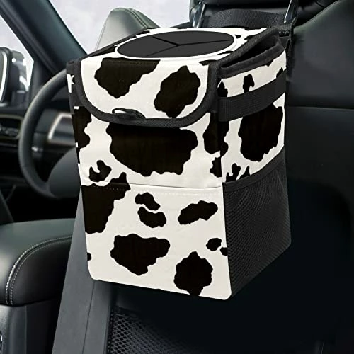 Flash Sale ???? Black And White Cow Print Car Trash Can With Lid Collapsible Reusable Waterproof Car Garage Bag,Automotive Garbage Can,Car Accessories Interior Car Organizer ???? 12 Flash Sale ???? Black And White Cow Print Car Trash Can With Lid Collapsible Reusable Waterproof Car Garage Bag,Automotive Garbage Can,Car Accessories Interior Car Organizer ???? - Image 10