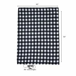 Deals ✨ Electric Car Blanket- Heated 12 Volt Fleece Travel Throw For Car And RV-Great For Cold Weather, Tailgating, And Emergency Kits By Stalwart-BLACK/WHITE 59” (L) X 43” (W) ????