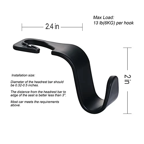 Discount ⌛ Car Seat Headrest Hook 4 Pack Hanger Storage Organizer Universal For ???? Handbag Purse ???? Coat Fit Universal Vehicle Car Black With Buckle ???? 7 Discount ⌛ Car Seat Headrest Hook 4 Pack Hanger Storage Organizer Universal For ???? Handbag Purse ???? Coat Fit Universal Vehicle Car Black With Buckle ???? - Image 5