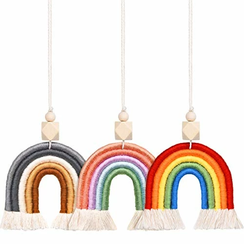 Cheap ✨ 3 Pieces Boho Rainbow Car Charm Macrame Wooden Beads Mirror Hanging Accessories Essential Oil Car Diffuser Colorful Air Freshener Decor Home Wall Hanging Decoratio ???? 3 Cheap ✨ 3 Pieces Boho Rainbow Car Charm Macrame Wooden Beads Mirror Hanging Accessories Essential Oil Car Diffuser Colorful Air Freshener Decor Home Wall Hanging Decoratio ????