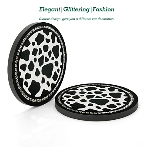 Budget ???? 2PCS Bling Cow Print Car Accessories For ???? Women, Universal Auto Cute Anti Slip Cup Holder Insert Coaster ⭐ 4 Budget ???? 2PCS Bling Cow Print Car Accessories For ???? Women, Universal Auto Cute Anti Slip Cup Holder Insert Coaster ⭐ - Image 2