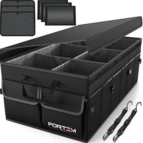 Promo ❤️ Car Trunk Organizer, Car Storage Organizer, Collapsible Multi Compartment Car Organizer, SUV Trunk Organizer, Non Slip Bottom, Adjustable Securing Straps, Foldable Cover (Black, Standard Size) ???? 13 Promo ❤️ Car Trunk Organizer, Car Storage Organizer, Collapsible Multi Compartment Car Organizer, SUV Trunk Organizer, Non Slip Bottom, Adjustable Securing Straps, Foldable Cover (Black, Standard Size) ???? - Image 12